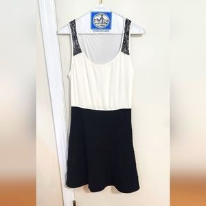 Express size 4 dress, Black and white fit and flare style.